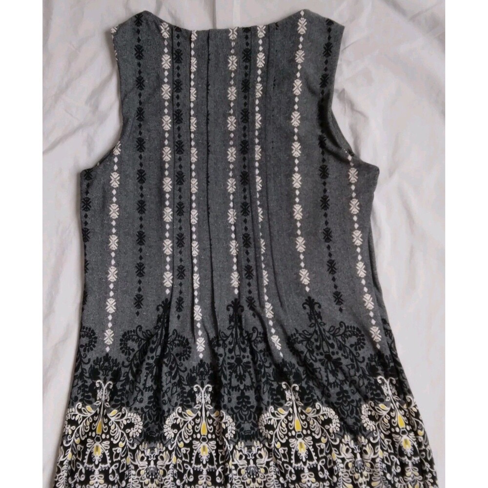 Perceptions New York Black White Yellow Dress Pleated Sleeveless Career Size 8 - Picture 8 of 10
